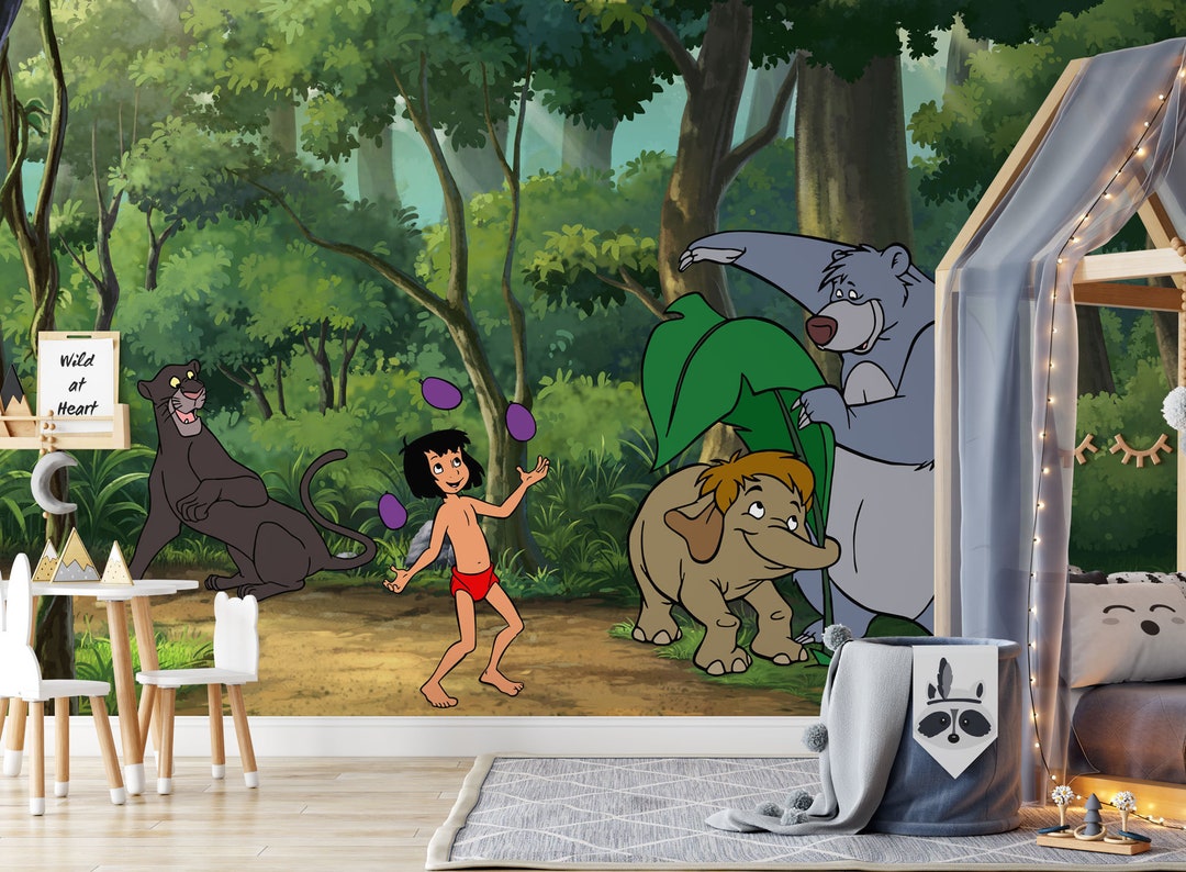 Jungle Book Wall Mural Mowgli and Baloo Wallpaper Nursery - Etsy UK Jungle Book Wall Mural Mowgli and Baloo Wallpaper Nursery - Etsy UK