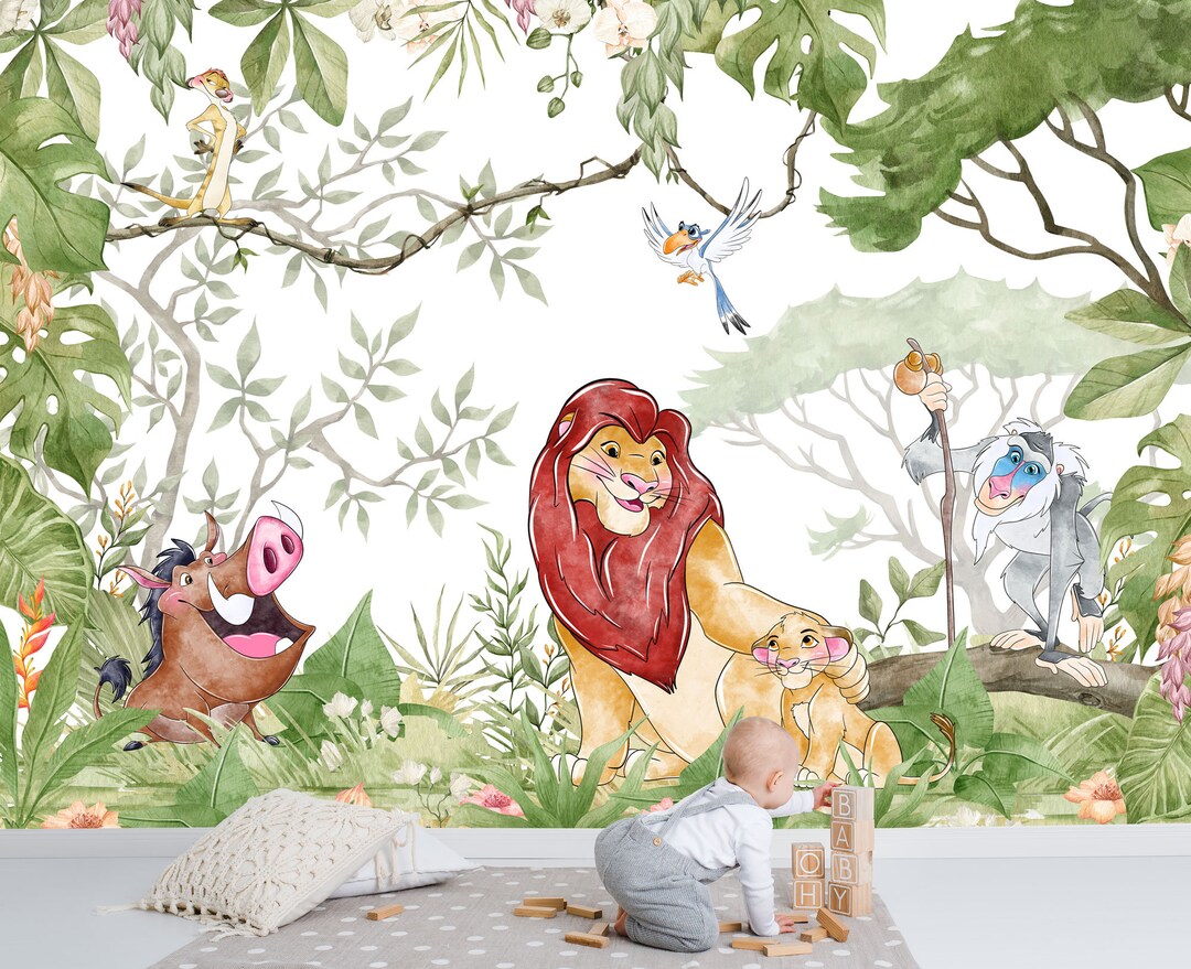 Simba and Friends Wall Mural Simba Wall Mural Lion King Wallpaper