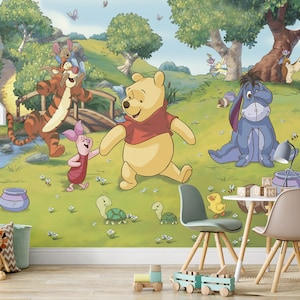 Winnie the Pooh and the Turtles Wall Mural / Winnie the Pooh and Friends Wallpaper / Nursery Decor / Children Wallpaper Ref 010
