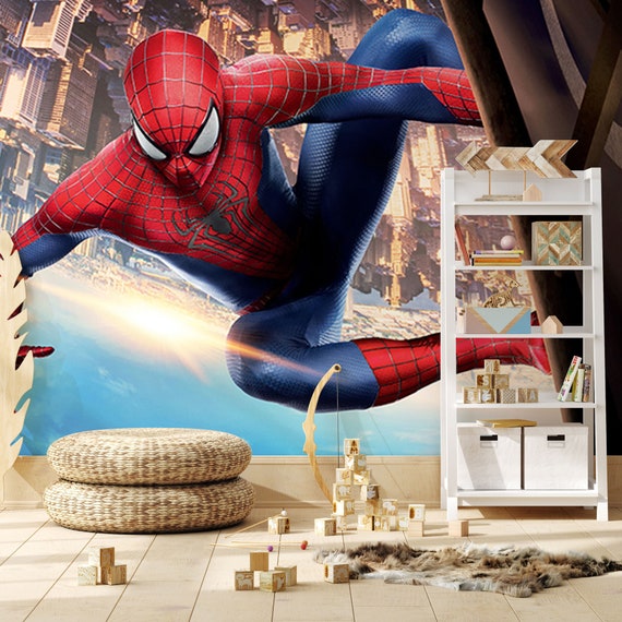 Spiderman Wall Mural Spider man Wallpaper Nursery Decor Children