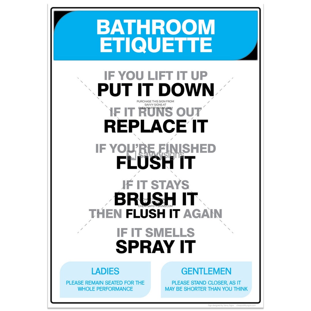 Bathroom Etiquette Poster for Your Workplace DIGITAL Etsy
