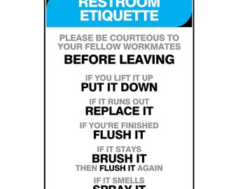 Restroom Etiquette Poster for your workplace (digital product)