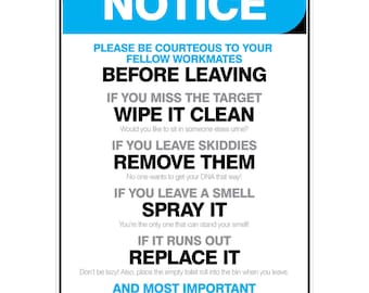 Bathroom Etiquette Poster for your workplace (digital product)