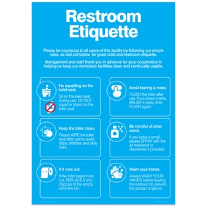 Restroom Etiquette Poster for your workplace (digital product)