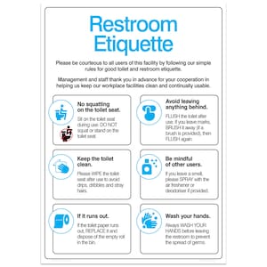 Restroom Etiquette Poster for your workplace (digital product)