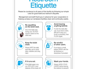 Restroom Etiquette Poster for your workplace (digital product)