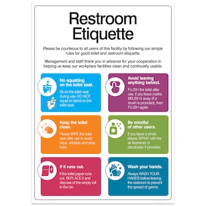 Restroom Etiquette Poster for your workplace (digital product)