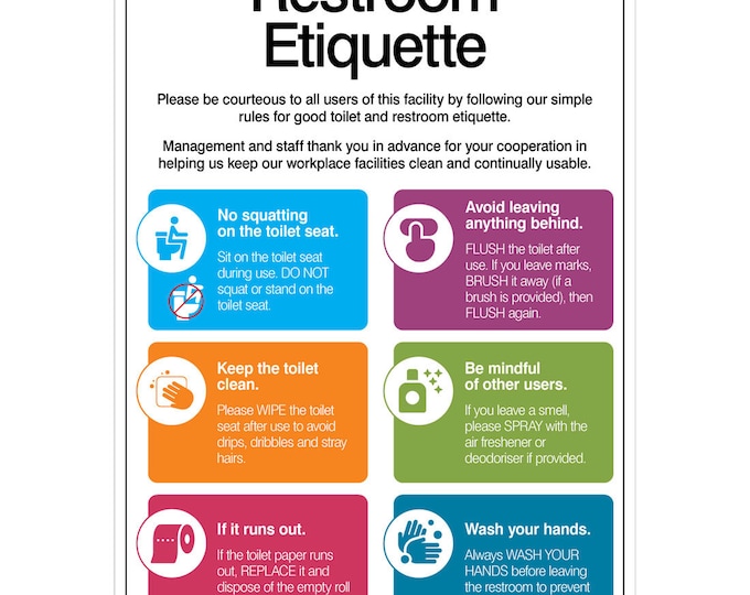 Buy Restroom Etiquette Poster for Your Workplace (digital Product