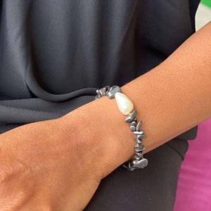 Bracelet hematite with pearls