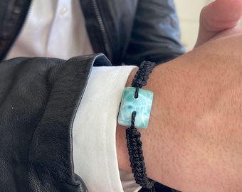 Larimar Macrame Bracelet Man