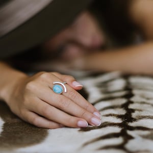 Larimar Ring Half Moon