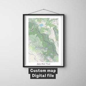 Aangepaste digitale kaart, poster voor elke locatie, stad of topografische route, gepersonaliseerd cadeau voor housewarming, verjaardag, jubileum wandelaars