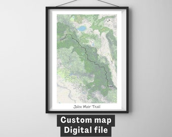 Custom digital map, any location city or topographic trail map poster, personalized gift for housewarming, birthday, anniversary hikers gift