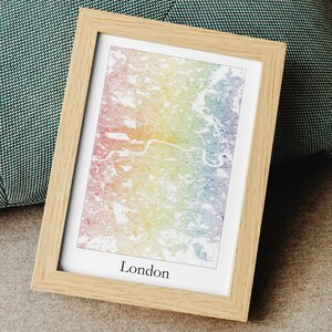 Póster con el mapa de Londres LGBTQ, arte moderno con el mapa de Londres del Reino Unido, regalo único