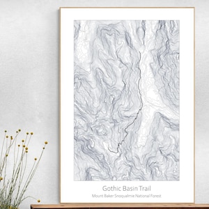 Gothic Basin Spur zum Foggy Lake Topografische Karte Poster, Mount Baker Snoqualmie National Forest Wandern, Washington Geschenk