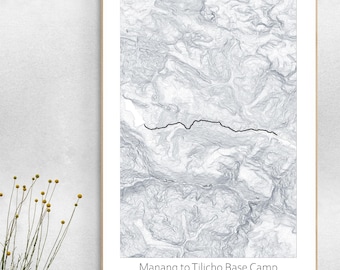 Poster de la carte topographique de l'Annapurna Trek : de Manang au camp de base de Tilicho