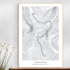Inca Trail Segment 4 Winay Wayna Machu Picchu Topographic Map Poster