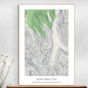 Gothic Basin Spur zum Foggy Lake Topografische Karte Poster, Mount Baker Snoqualmie National Forest Wandern, Washington Geschenk
