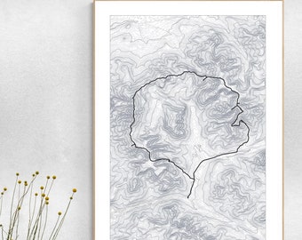Cartaz do mapa topográfico da trilha Pemi Loop, trilha de caminhada Pemigewasset Wilderness