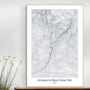 Annapurna Base Camp Trek Map Poster: Nepal Hiking Trail Art
