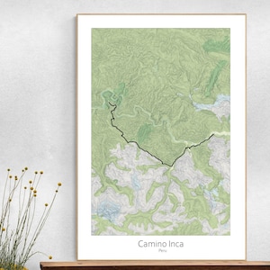 Camino Inca Machu Picchu Topographic Map Poster