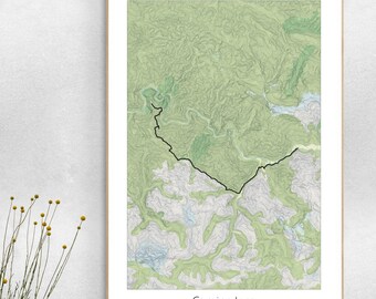 Poster Carte topographique du Camino Inca Machu Picchu