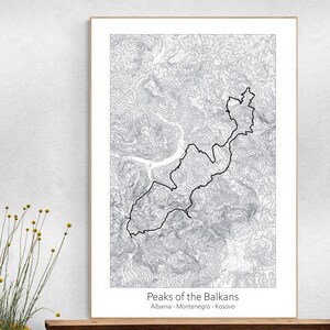 Topografische kaartposter Peaks of the Balkans Trail, wandelen Albanië - Montenegro - Kosovo