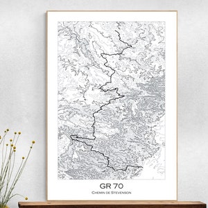 GR70 Chemin de Stevenson Singlet, Frankreich, Frankreich Cévennes National Park Wandern, Landkarte, Poster