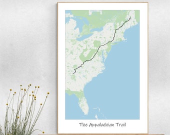 Appalachian East Coast Trail Maps The Appalachian Trail Map Poster, United  States Trail Hiking, AT