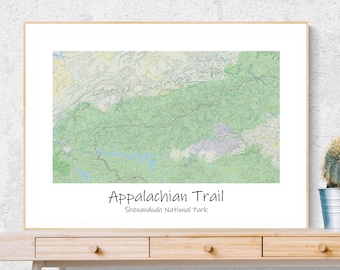 Appalachian Trail Topographic Map, Shenandoah Hiking Art (Printable Poster)