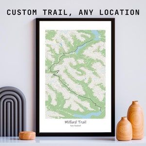Aangepaste routekaart, topografische poster voor elke locatie, uniek cadeau voor wandelaars