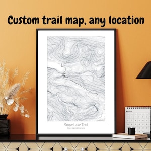 Aangepaste routekaart, topografische poster voor elke locatie, uniek cadeau voor wandelaars