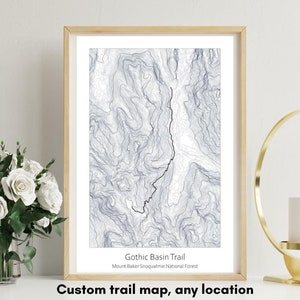 Mapa de trilha personalizado, pôster topográfico de qualquer local, presente exclusivo para caminhantes