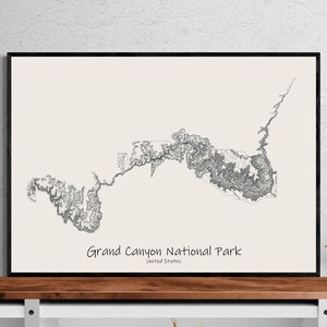 Affiche de carte topographique du parc national du Grand Canyon, randonnée aux États-Unis en Arizona, carte topographique cadeau unique pour randonneurs