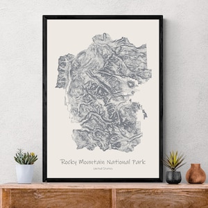 Rocky Mountain Nationalpark, topographische Karte, Poster, USA, Colorado, Wanderung, einzigartige Wanderkarte