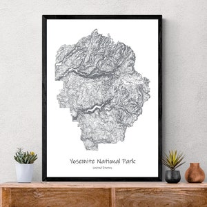 Yosemite Nationalpark, Topographische Karte, Poster der USA, Kalifornien, Wanderung, Topographische Karte Einzigartiges Wandergeschenk