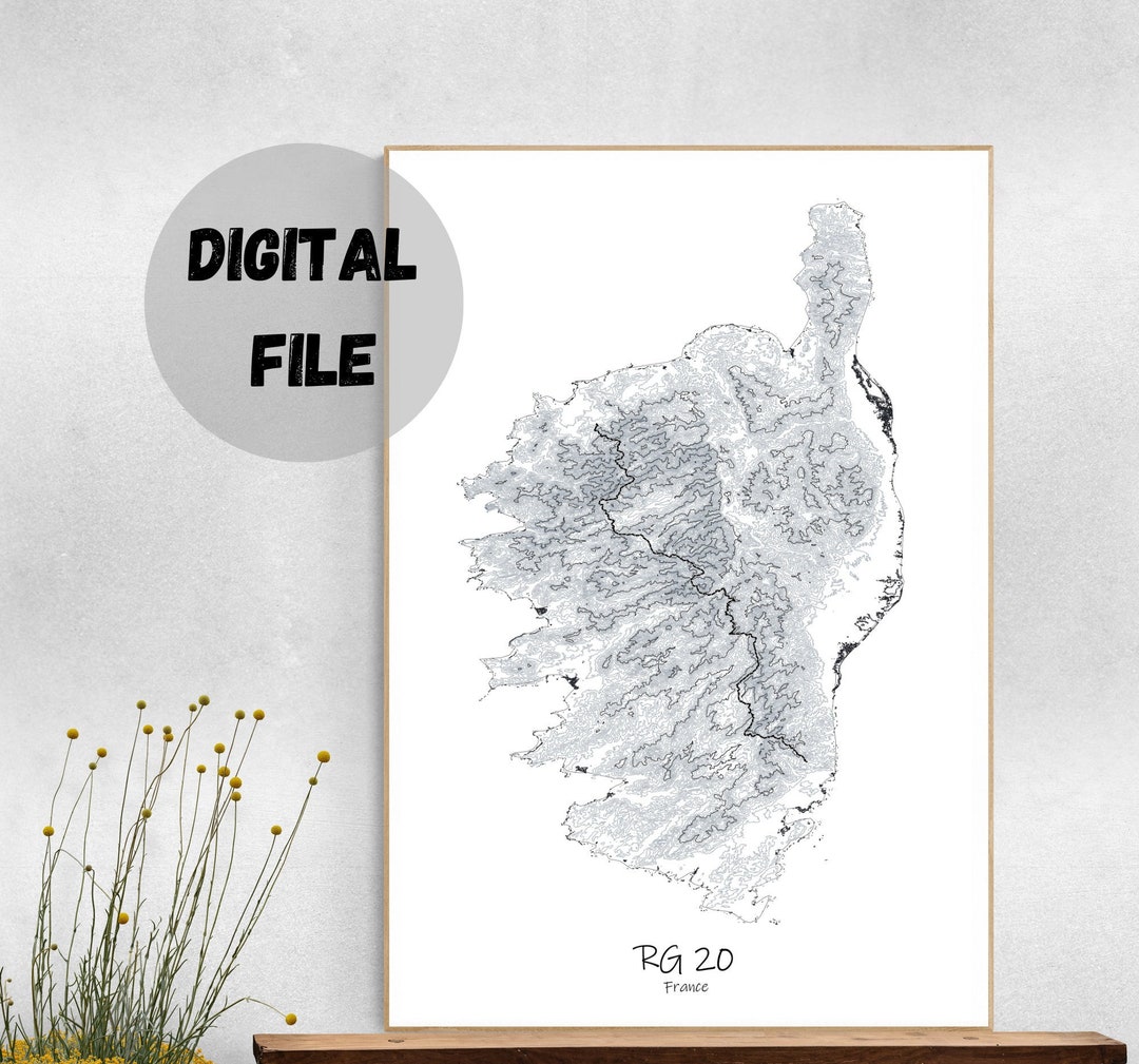Digital GR20 Topographic Map Print Corsica Regional Nature Etsy
