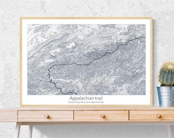 Smoky Mountains Appalachian Trail Topographic Map Poster