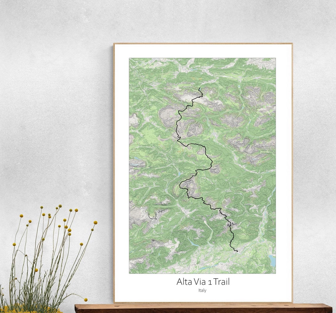 Alta via 1 Dolomites Map Poster, Italy South Tyrol Trail Hiking. - Etsy