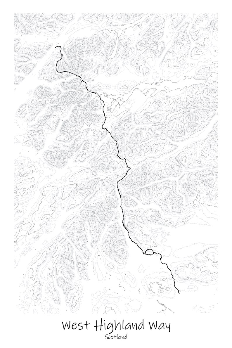 West Highland Way Trail Topographic Map Poster, West Dunbartonshire