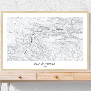 Póster Mapa Topográfico Sendero Picos de Europa, Senderismo Asturias España, PR-PNPE 3 Sendero del Cares, Póster Mapa Topográfico, Regalo para senderistas