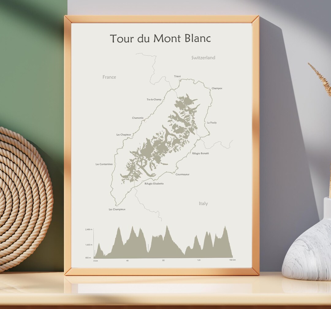 Tour Du Mont Blanc Trail Map Poster, TMB Trail Hiking. - Etsy