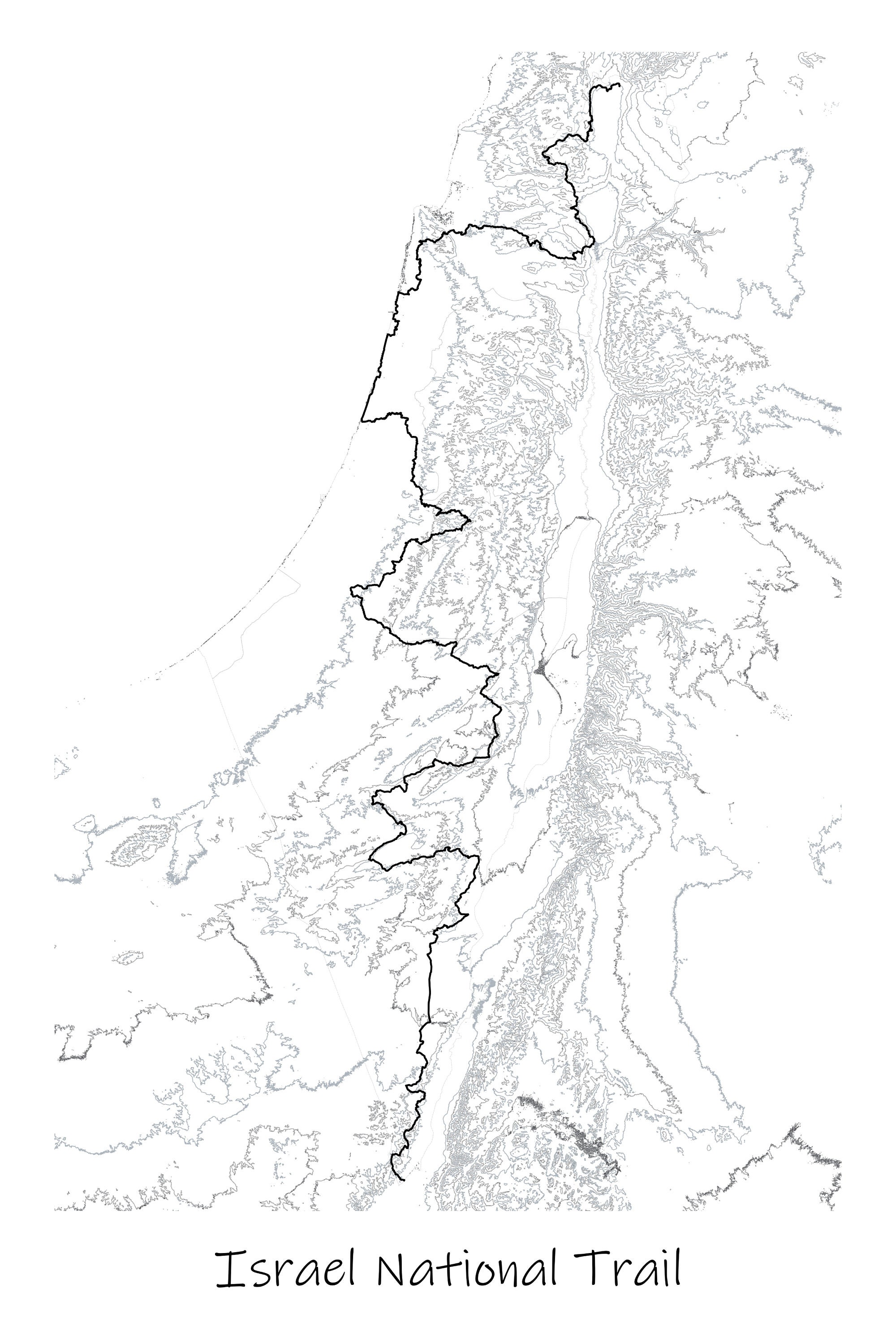 Israel National Trail Topographic Map Poster, Israeli Hike, Printable Poster Topographic Map ...