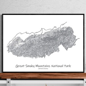 Great Smoky Mountains National Park Topographic Map Poster, United States Tennessee hike,  Topographic Map Unique Hikers Gift