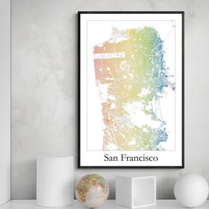 Affiche d'art de carte LGBTQ de San Francisco, affiche d'art de carte arc-en-ciel, art de carte moderne de fierté de San Francisco, affiche imprimée cadeau unique