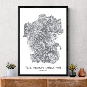 Rocky Mountain National Park Topographische Karte Poster, USA Colorado Wanderung.