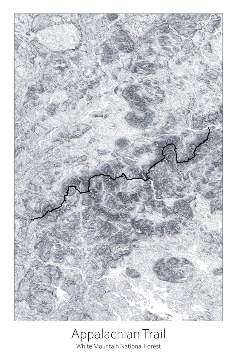 Appalachian Trail Topographic Map, White Mountain National Forest
