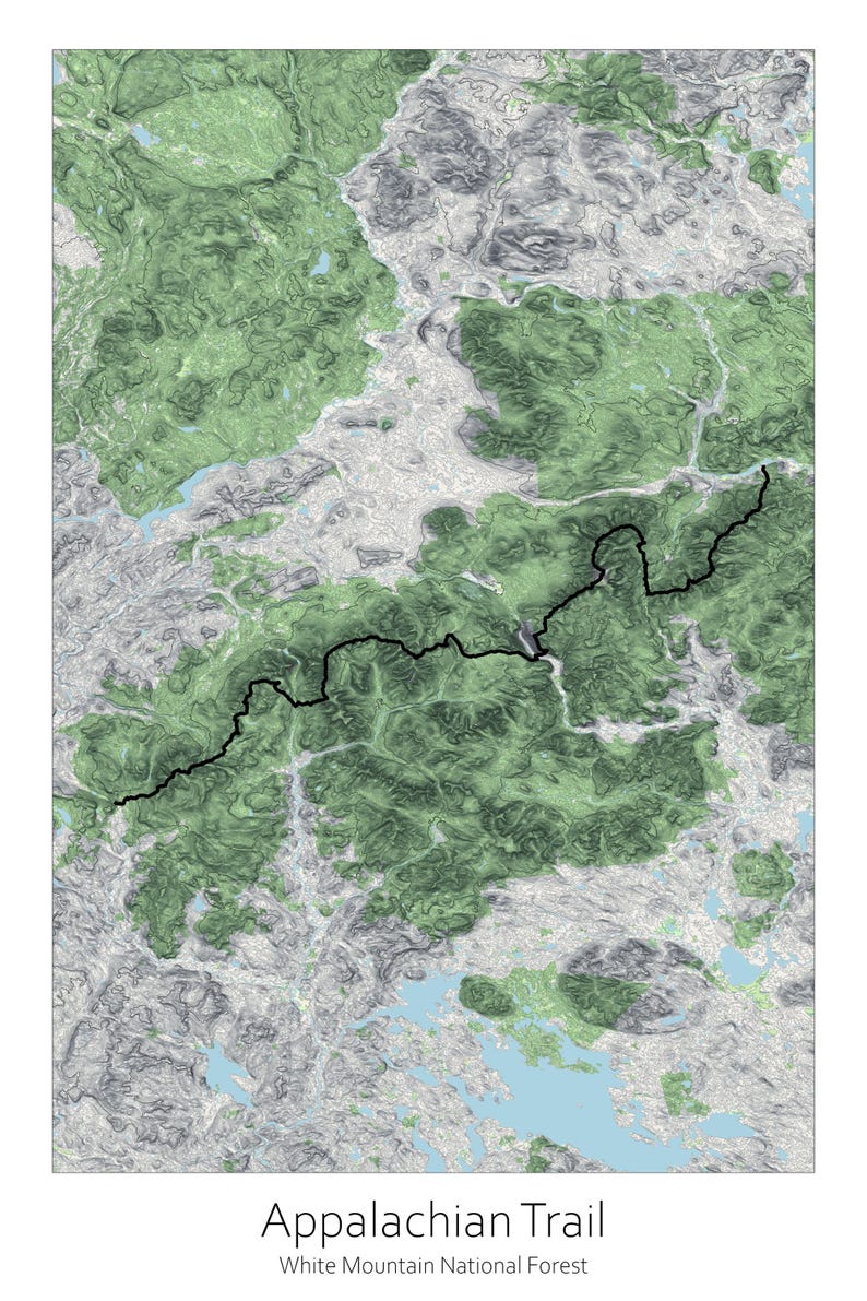 Appalachian Trail Topographic Map, White Mountain National Forest