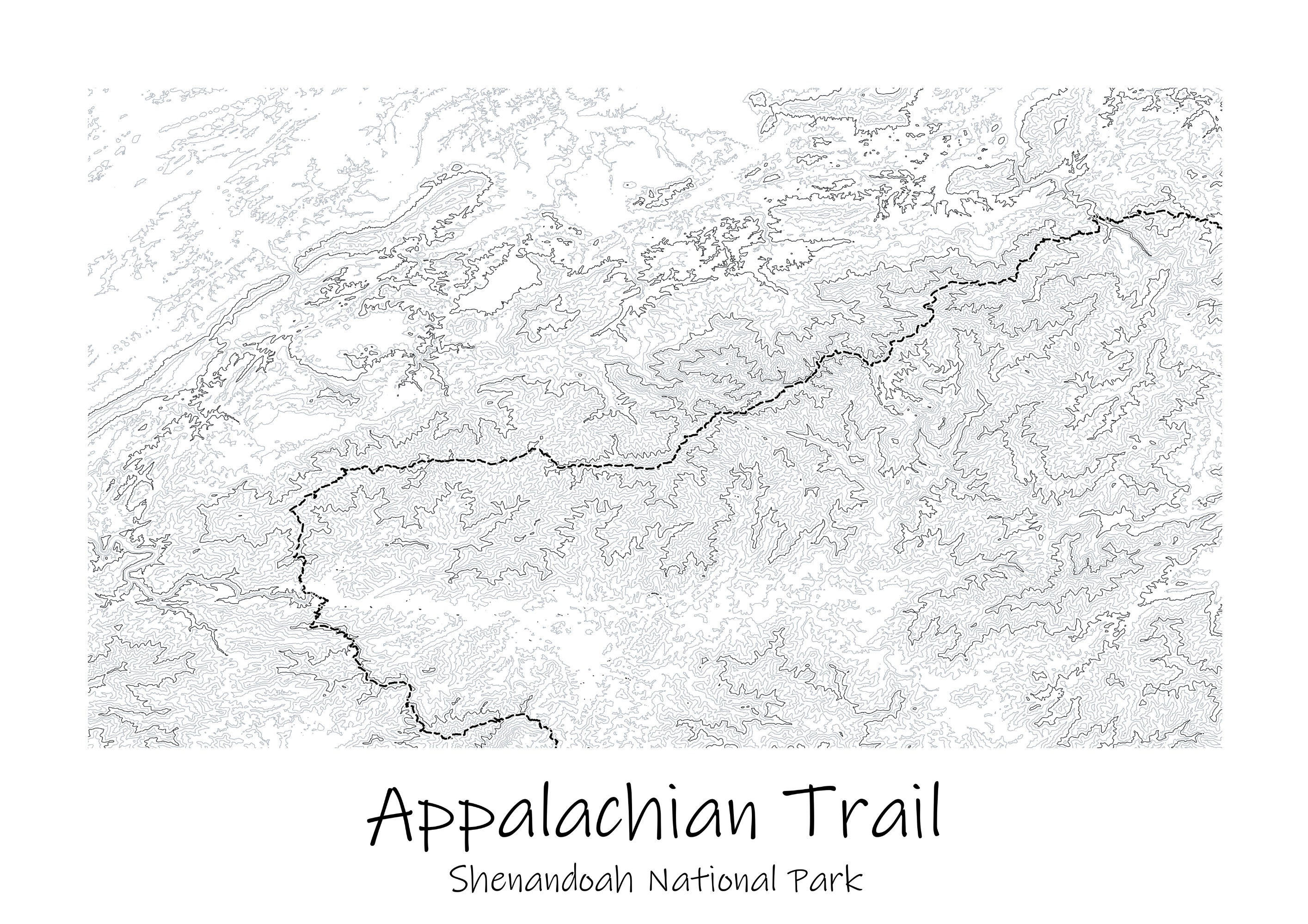 Appalachian Trail Topographic Map Poster Shenandoah Trail Etsy Il Fullxfull.3536512954 Bwxy 