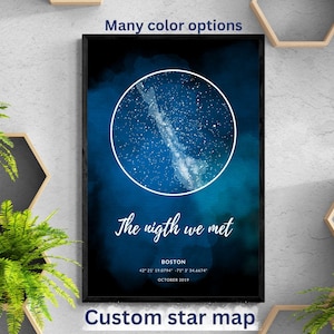 Poster de carte des étoiles personnalisée, cadeau de mariage d'anniversaire de fiançailles